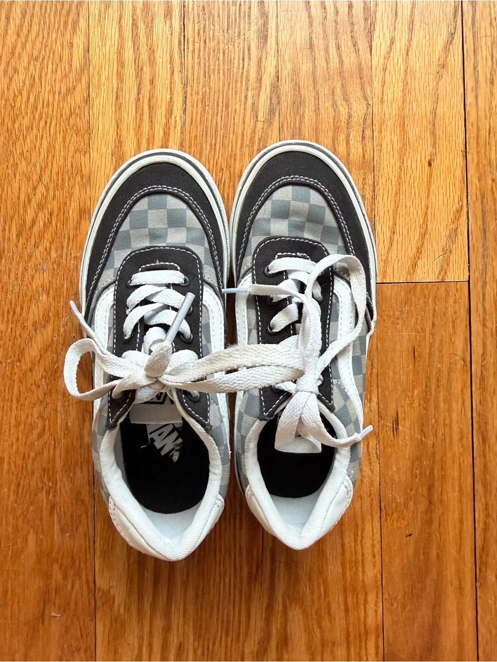 Vans Kids Gray and White Checkerboard Lace-Up Sneakers